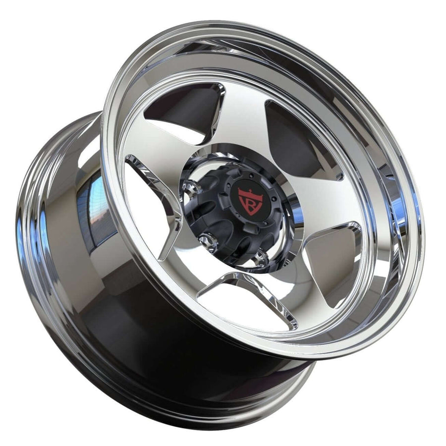 Chrome 5-spoke RV-MJ151 wheel for Jeep SUV, engineered for high performance and stance