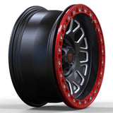 RV-MJ153 forged wheels for Jeep Trackhawk style builds with black and red performance finish