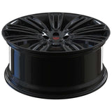 RVRN RV-ML120 BMW 8 Series black multi spoke wheels with gloss black finish, custom forged monoblock construction, lightweight performance styling and vehicle-specific fitment considerations.