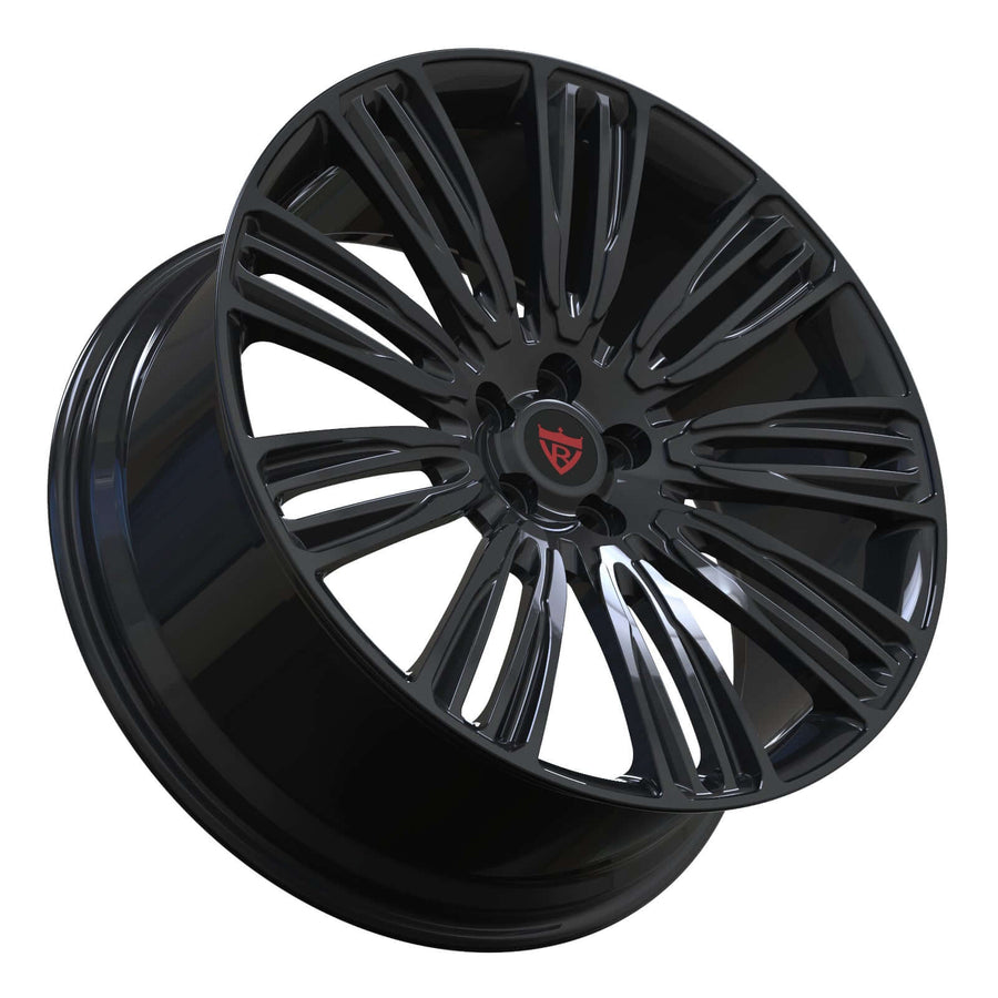 RVRN RV-ML120 forged black multi spoke wheels for BMW 8 Series, gloss black 1-piece performance wheel design with lightweight forged construction and custom sizing and offset options.