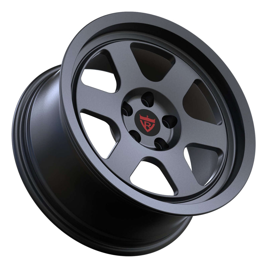 RVRN RV-ML148 custom forged 1-piece 6-spoke GMC Sierra 1500 wheels in matte black, bold truck wheel styling with lightweight construction, optimized strength and vehicle-specific fitment.