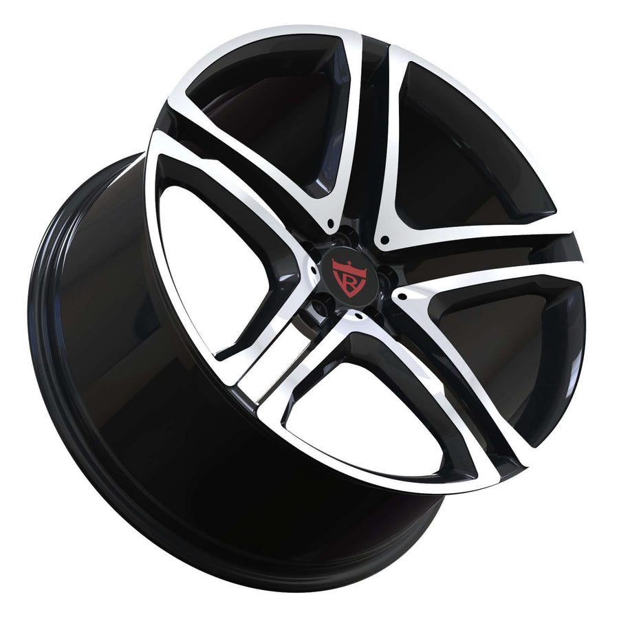 RVRN RV-MM083 custom 5 spoke wheels for Mercedes-Benz, black and polished finish, forged lightweight wheels