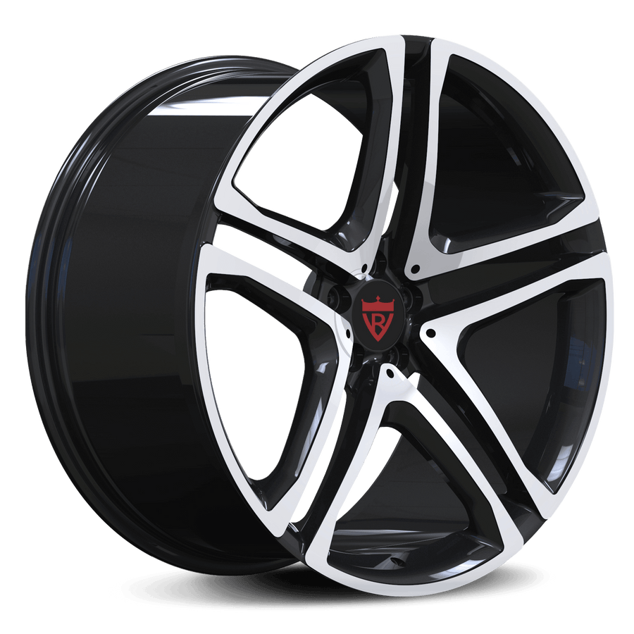 RVRN RV-MM083 forged 5 spoke wheels for Corvette, all black with polished finish, lightweight performance design