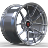RVRN RV-MM119 custom Tesla Model Y forged rims with Y spoke design and gloss silver finish, built for a refined aftermarket wheel setup