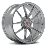 RVRN RV-MM119 custom forged Y spoke wheels for Tesla Model Y in gloss silver, designed for a clean performance-focused fitment