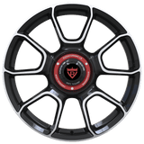 RVRN RV-MM14-N custom black and white forged truck wheels for GMC Sierra 1500 Denali Ultimate, 1-piece lightweight performance design with customized sizing, offset and vehicle-specific fitment.
