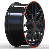 RVRN RV-MM185 forged 1-piece Y-spoke Audi RS7 wheels in black and red, sporty custom wheel styling, lightweight forged construction and personalized performance fitment.