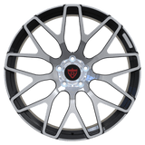 RVRN RV-MM248 custom forged Y-spoke Audi RS 7 wheels in black with polished accents, 1-piece lightweight performance construction with customized sizing, offset and vehicle-specific fitment.