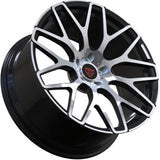 RVRN RV-MM248 forged Y-spoke BMW M8 wheels in black with polished accents, custom 1-piece forged construction, lightweight performance design and personalized wheel fitment for premium builds.