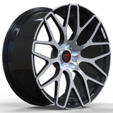 RVRN RV-MM248 Mercedes-AMG G 63 forged Y-spoke black wheels with polished details, showcasing the custom 1-piece wheel design, precision finish and lightweight performance styling.