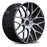 RVRN RV-MM248 custom forged Y-spoke Mercedes-AMG G 63 wheels in black with polished accents, 1-piece lightweight performance wheel design with custom sizing, offset and precise fitment.