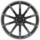 RVRN RV-MM325 custom forged 1-piece multi spoke BMW M5 wheels in black with polished accents, lightweight performance construction with custom sizing, offset, and precise wheel fitment.