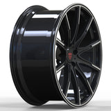 RVRN RV-MM325 forged 1-piece multi spoke Porsche Panamera wheels in black with polished accents, custom performance design with lightweight construction and vehicle-specific fitment.
