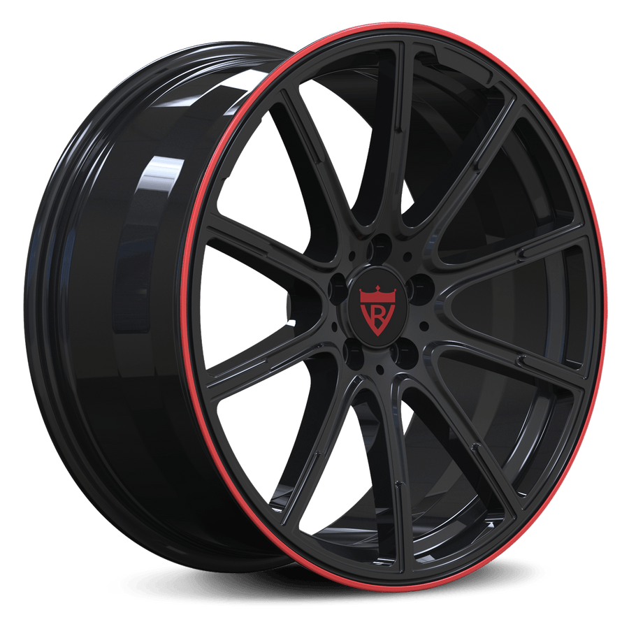 RVRN RV-MM669 black and red 10 spoke forged wheels for Mercedes-Benz custom performance setup