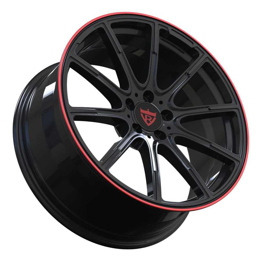 custom black and red 10 spoke wheels RV-MM669 for Maserati with aggressive modern design