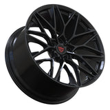 RVRN RV-MP184 black forged monoblock wheel with Y-spokes, angled front view