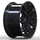 RVRN RV-MP184 black forged monoblock wheel, side angle showing the barrel and Y-spokes