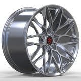RVRN RV-MP184 silver forged monoblock wheel with Y-spokes, three-quarter view