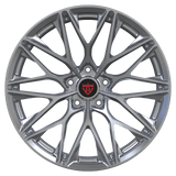 RVRN RV-MP184 silver forged Y-spoke wheel for Ferrari SF90 XX Stradale applications, highlighting its custom monoblock construction, detailed spoke geometry, lightweight performance design and tailored fitment.
