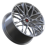 RVRN RV-MP184 McLaren 750S silver Y-spoke forged wheel with a performance-focused 1-piece monoblock structure, distinctive branching spokes, lightweight design and custom fitment options.