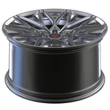RVRN RV-MP184 custom silver Porsche 911 Y-spoke wheel detail, showcasing forged 1-piece monoblock construction, carefully defined spoke contours, lightweight performance engineering and personalized fitment for a bespoke sports car build.