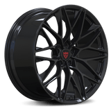 RVRN RV-MP184 luxury custom forged wheel in black, Y-spoke design, three-quarter view