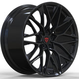 RVRN RV-MP184 luxury custom forged wheel in black, Y-spoke three-quarter view on white