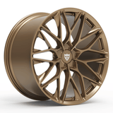 RVRN RV-MP184 luxury custom forged wheel in bronze, Y-spoke design, three-quarter view