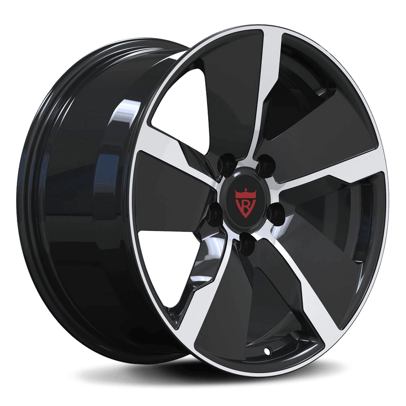 RVRN RV-MP195 forged 5 spoke 5 blade wheel for Porsche Cayenne S in black with polish finish