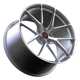 RVRN RV-MP200 Chevrolet Corvette C8 Z06 forged wheels with an all-silver finish, lightweight 1-piece construction, sculpted concave Y-spokes, and customizable sizing and offset for performance-oriented fitment.