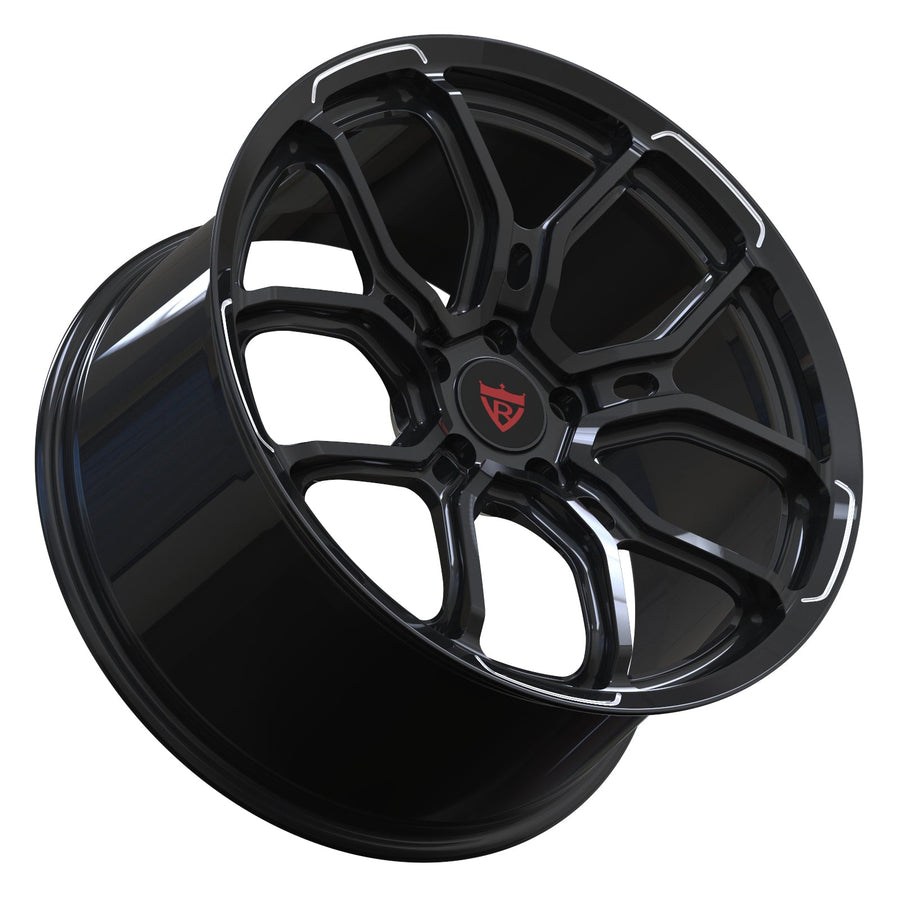 RVRN RV-MP217 forged multi spoke black wheel designed for McLaren 765LT, combining lightweight performance construction with a custom fitment design