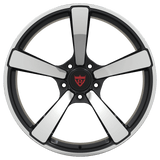RVRN RV-MP223 5 blade forged wheels for McLaren 765LT with black with polish finish, custom fitment and lightweight performance design