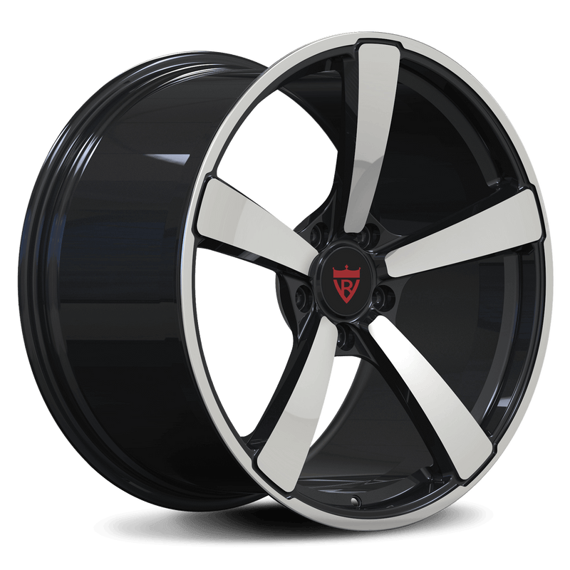 RVRN RV-MP223 forged 5 blade wheels for Porsche 911 with black with polish finish, custom performance wheel design