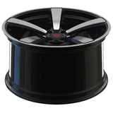 RVRN RV-MP223 Porsche 911 5 spoke forged wheels in black with polish finish, designed for custom fitment and personalized performance builds