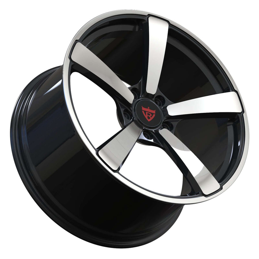 RVRN RV-MP223 custom forged 5 spoke wheels for Porsche Cayenne S with black with polish finish and lightweight performance construction