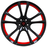 RVRN RV-MQ73 forged multi spoke wheels for Audi R8 with custom red spoke accents, aggressive design and premium performance appearance.