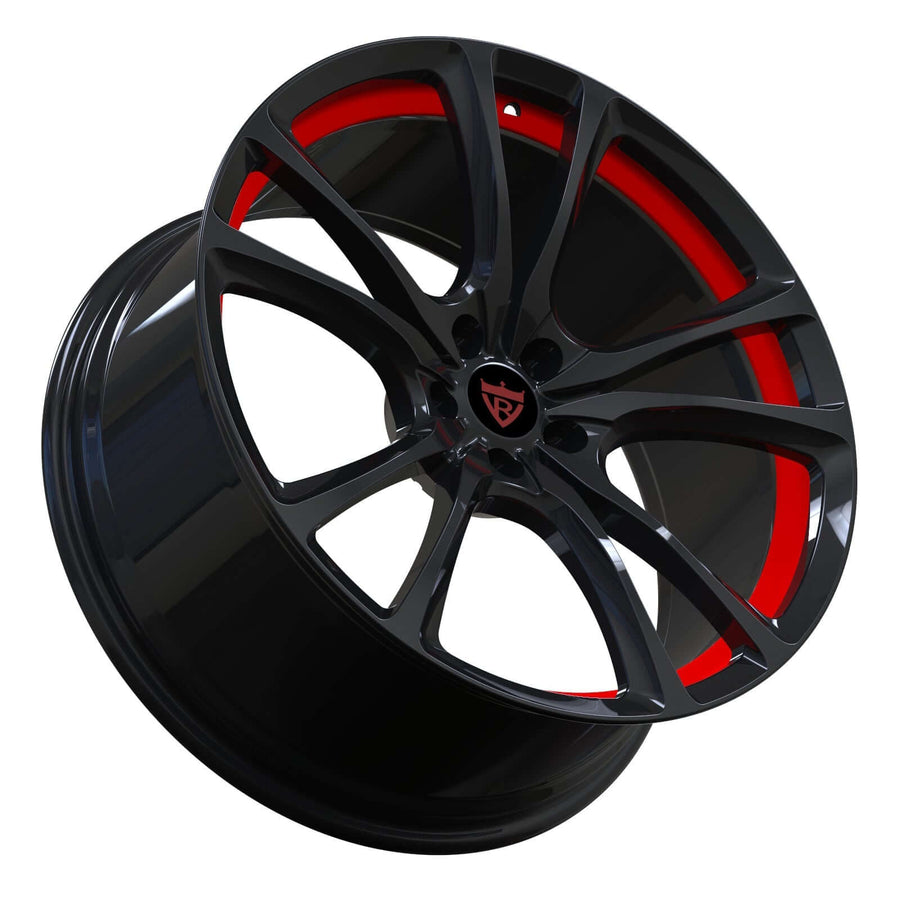 RVRN RV-MQ73 forged multi spoke Audi RS5 wheels with custom black finish, lightweight forged construction and advanced performance styling.