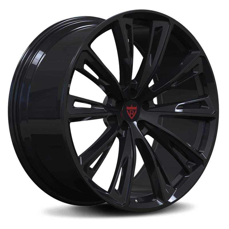RVRN RV-MQ83 forged multi spoke wheels for Audi R8 featuring black finish, lightweight 1-piece construction, and custom performance wheel design.