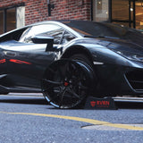 RVRN RV-MR01 black deep concave forged wheels featuring custom Y spoke design for Corvette ZR1 performance vehicles