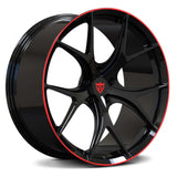 RVRN RV-MR05 Y spoke forged rims for BMW M4 featuring red and black custom finish, aggressive concave styling and lightweight performance wheel engineering.