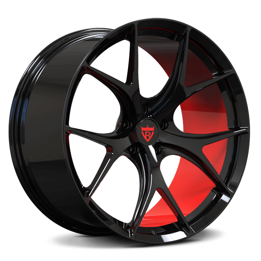 Super concave performance lightweight wheels: RV-MR05 Monoblock Series- best red and black rims for Corvette C8 Z06, C7 Z06