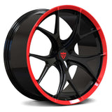 RVRN RV-MR05 custom Y spoke forged wheels for Porsche 911 with red and black finish, deep concave design and precision vehicle-specific fitment.