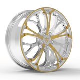 RVRN RV-MR09 custom forged Y-spoke Mercedes-Benz GLS-Class wheels in chrome with yellow accents, lightweight 1-piece performance rims with distinctive styling and vehicle-specific wheel fitment options.