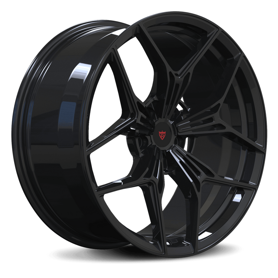 RVRN RV-MS101 black custom forged Tesla Model S wheels with concave design and lightweight performance construction