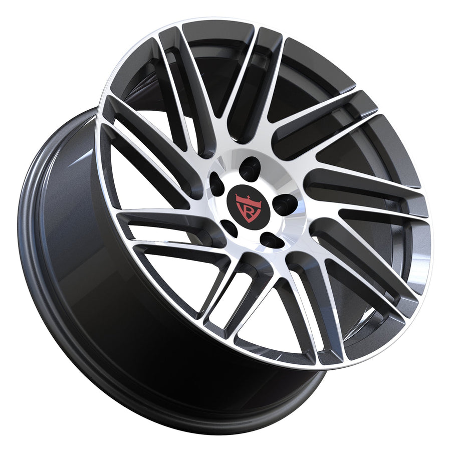 Custom forged Subaru WRX wheels by RVRN Wheels featuring lightweight multi spoke design and grey polished finish