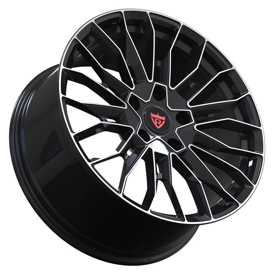 Subaru Impreza custom multi spoke forged wheels by RVRN Wheels black and polished lightweight performance rims