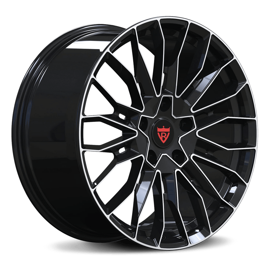 RVRN RV-MS202 custom forged Subaru wheels in black with polished finish multi spoke design for Subaru WRX performance build