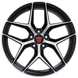 Custom forged Y spoke red wheels engineered for Corvette Z06 performance and brake clearance