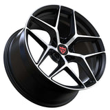 RVRN RV-MS203 polished black and red forged Y spoke wheels designed for Porsche sports car applications