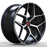 Closeup of lightweight forged aluminum wheel construction on the RVRN RV-MS203 performance series
